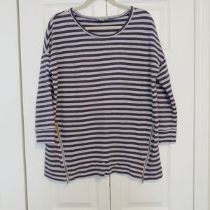 LOFT top purple and gray striped